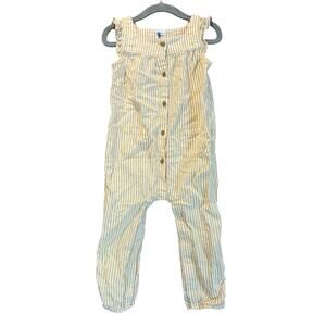 Carter’s Linen Romper Mustard Yellow Stripe Ruffle 24 Months Baby Toddler Girl